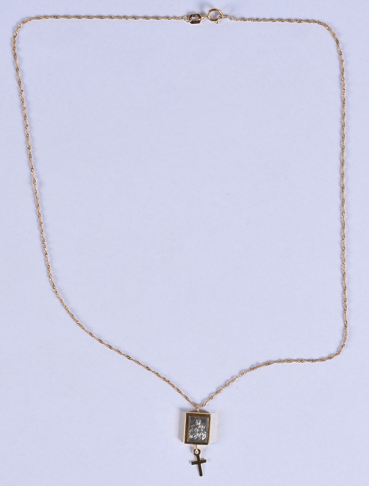 Cordão com placa em ouro 18k contrastado 750 mls com imagem de Nossa... - foto 2 de 5