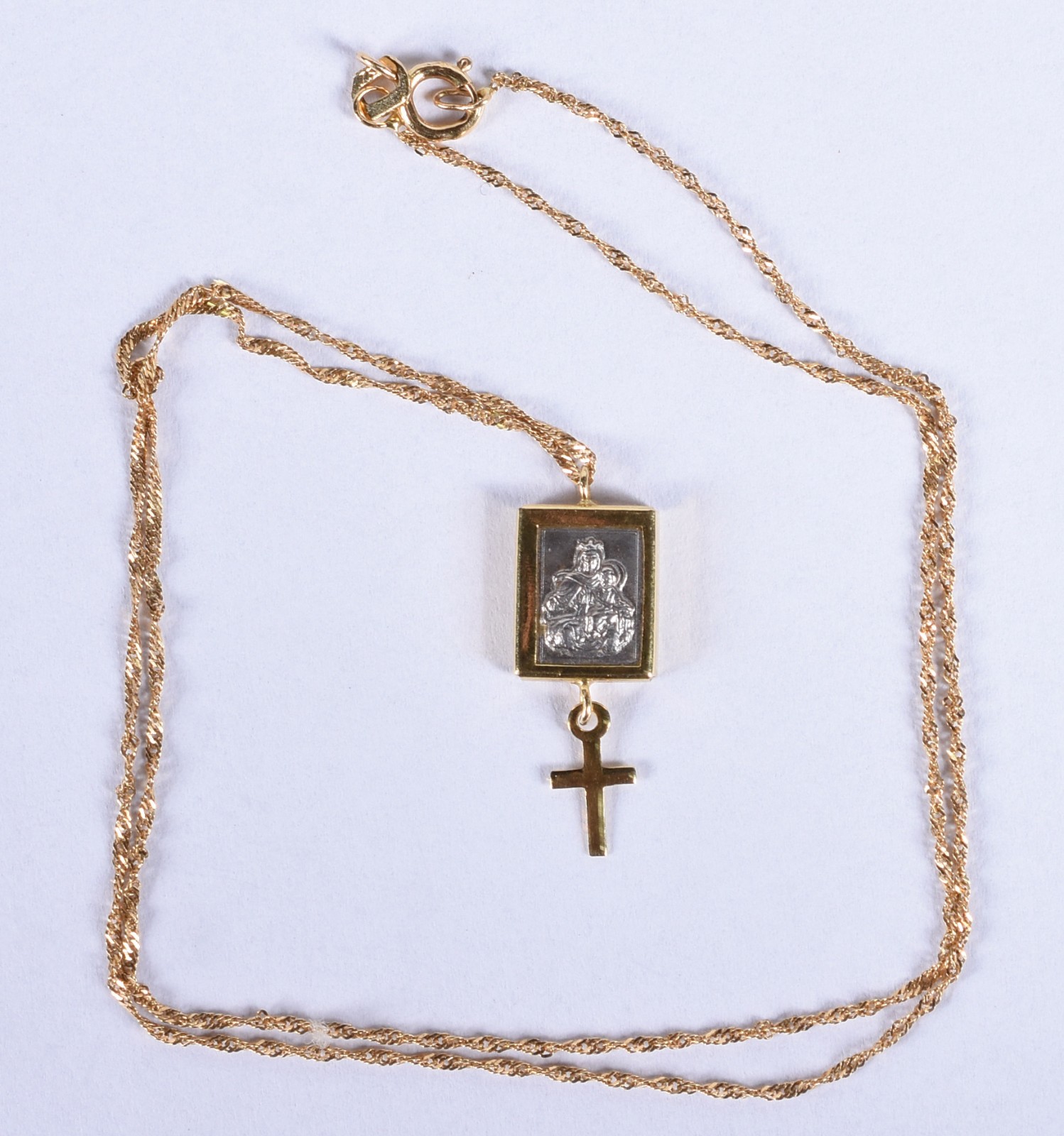 Cordão com placa em ouro 18k contrastado 750 mls com imagem de Nossa... - foto 3 de 5