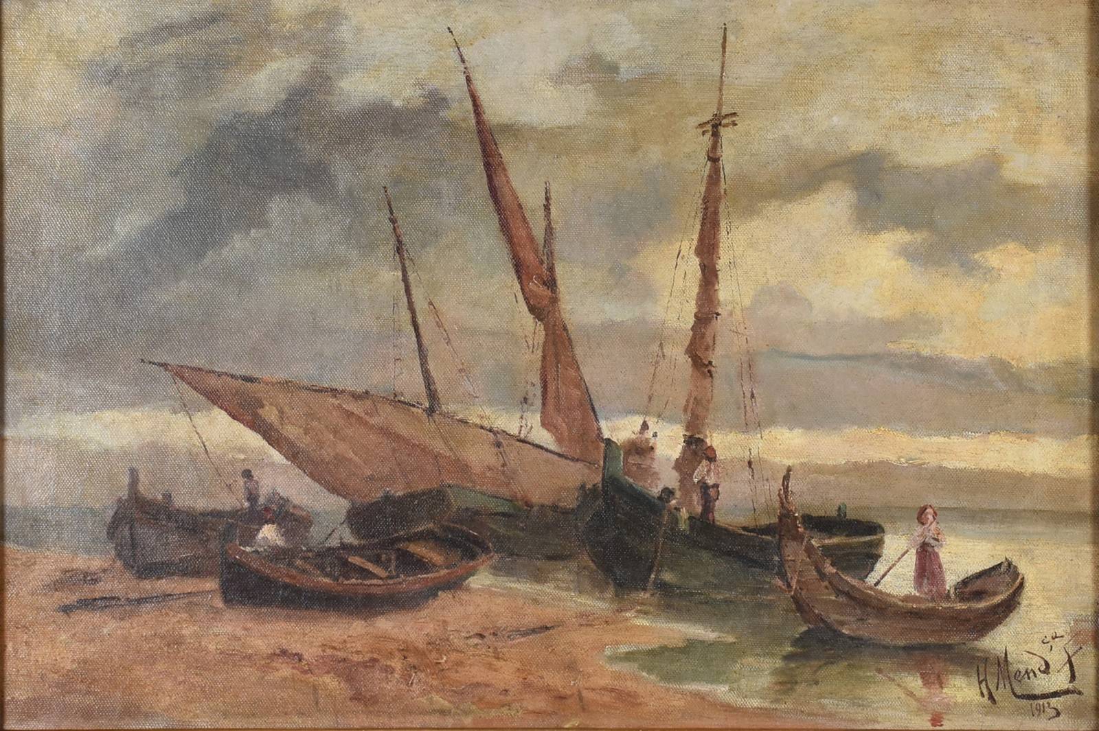 Mendonça Filho (1895-1964), Marinha com figuras - foto 1 de 5