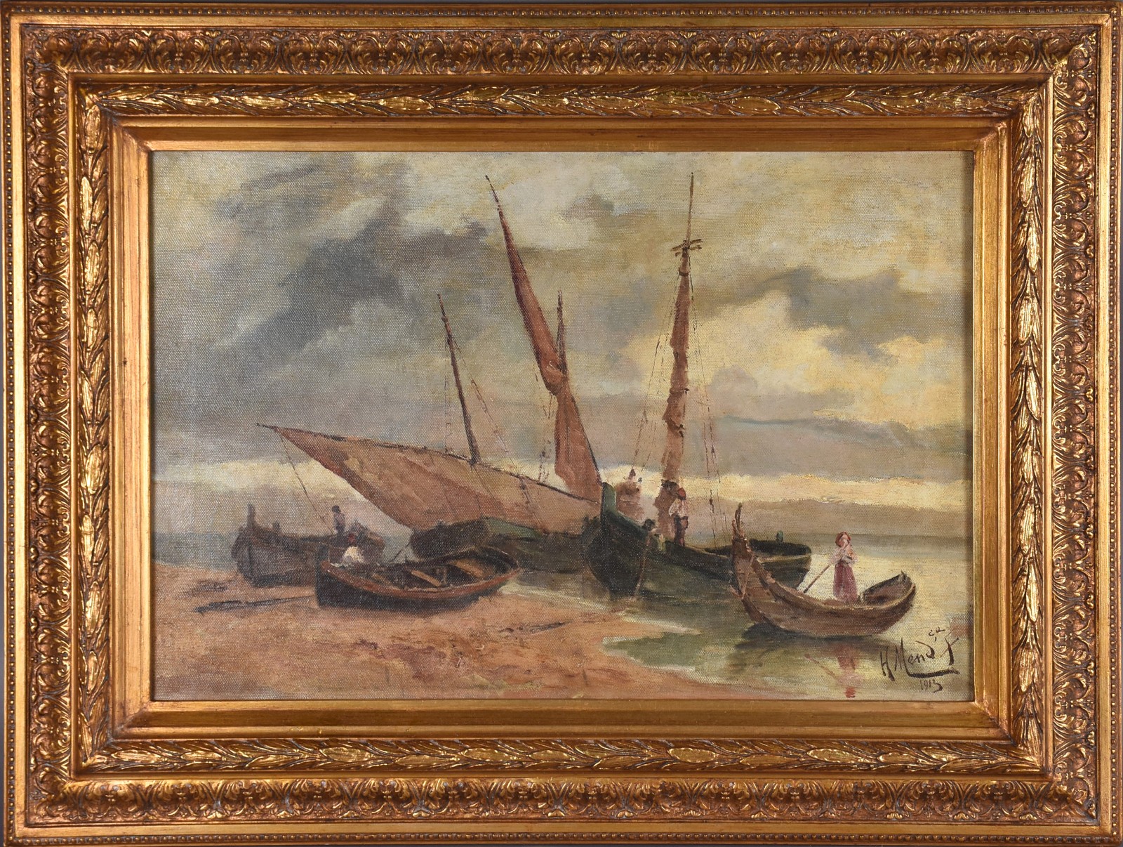 Mendonça Filho (1895-1964), Marinha com figuras - foto 2 de 5