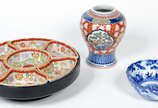 Três peças de porcelana oriental  sendo: Porta ... - Três peças de porcelana oriental  sendo: Porta petiscos , vaso e Bowl