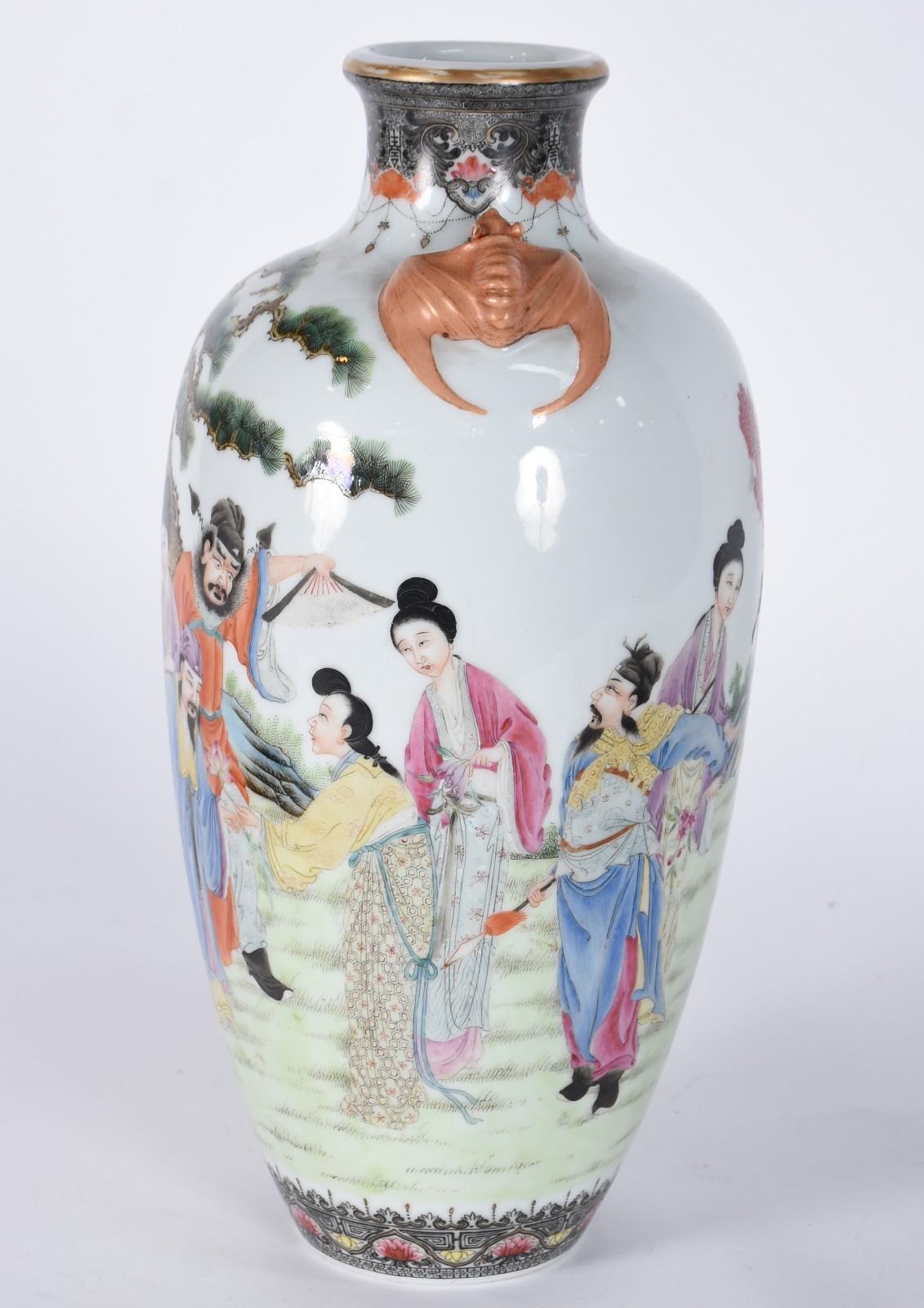 Vaso de porcelana oriental decorado com figuras de gueixas e... - foto 4 de 7