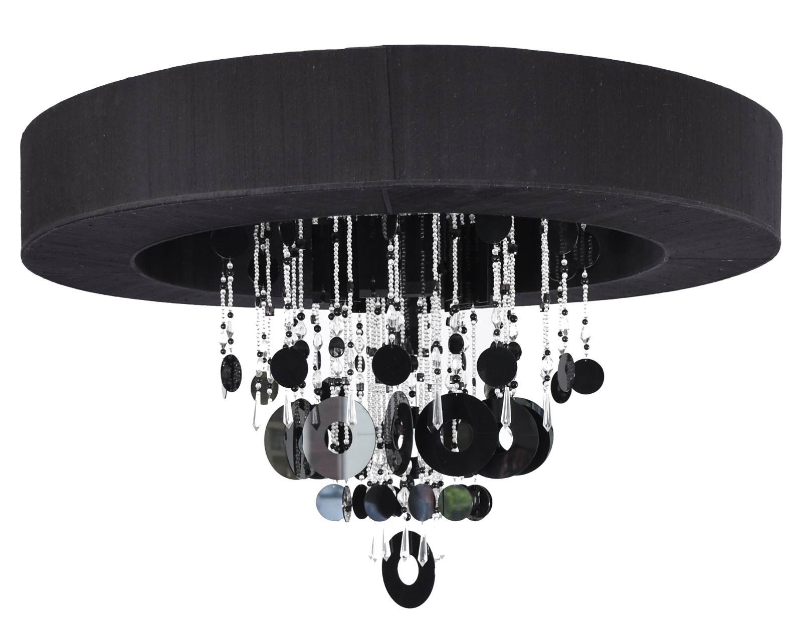 Lustre moderno na cor preta com pingentes de material sintético e... - foto 1 de 5