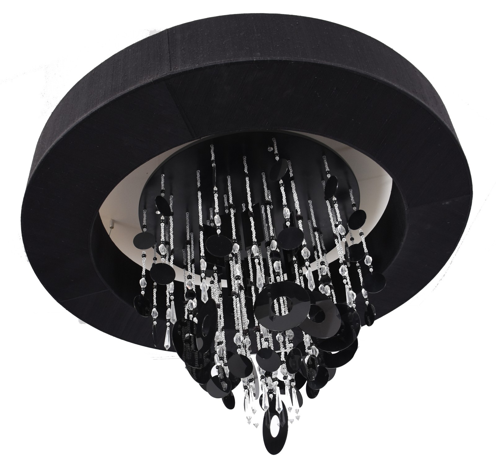 Lustre moderno na cor preta com pingentes de material sintético e... - foto 2 de 5