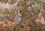 Gobelin frances decorado com cena romântica. - Gobelin frances decorado com cena romântica.