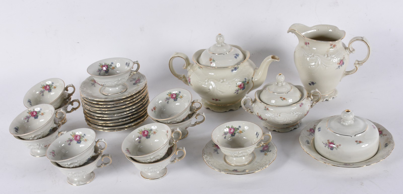 Conjunto para chá de porcelana polonesa KPM, decorado com pequenas... - foto 1 de 5