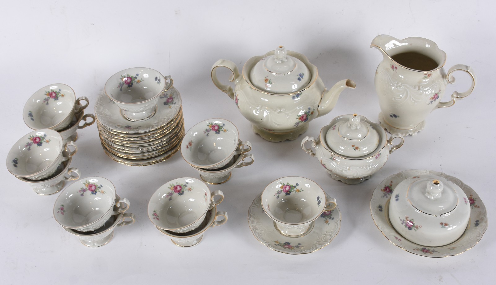 Conjunto para chá de porcelana polonesa KPM, decorado com pequenas... - foto 2 de 5