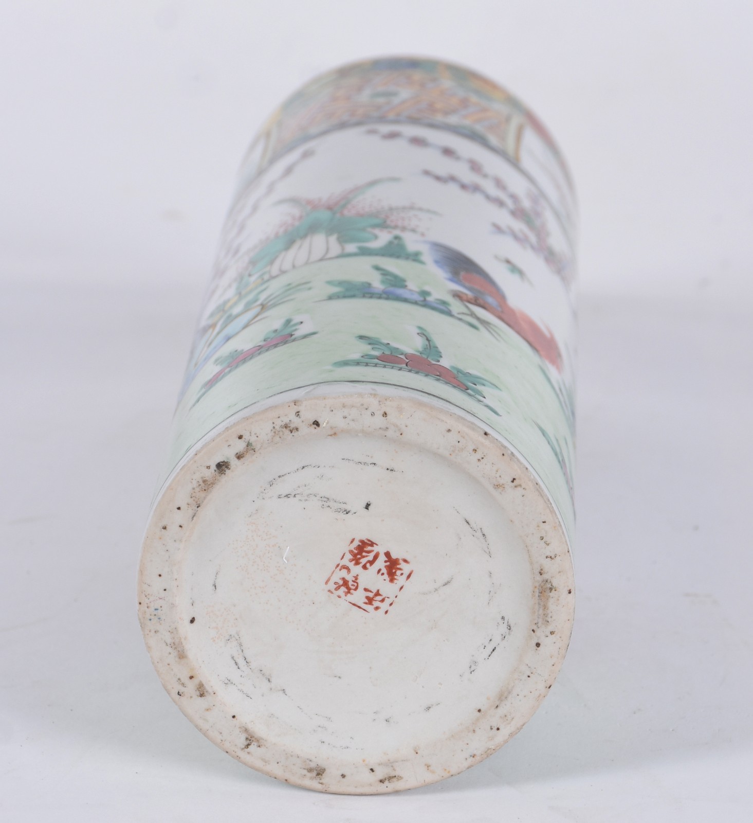 Antigo vaso de porcelana chinesa decorado com galos em policromia... - foto 4 de 5