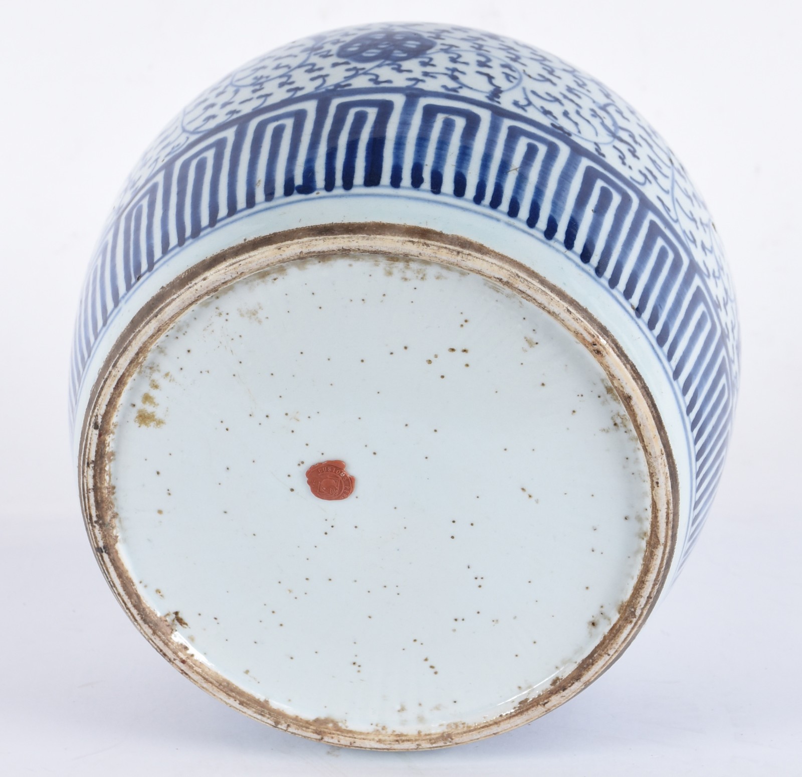 Vaso antigo de porcelana chinesa azul e branca, base com selo... - foto 3 de 4