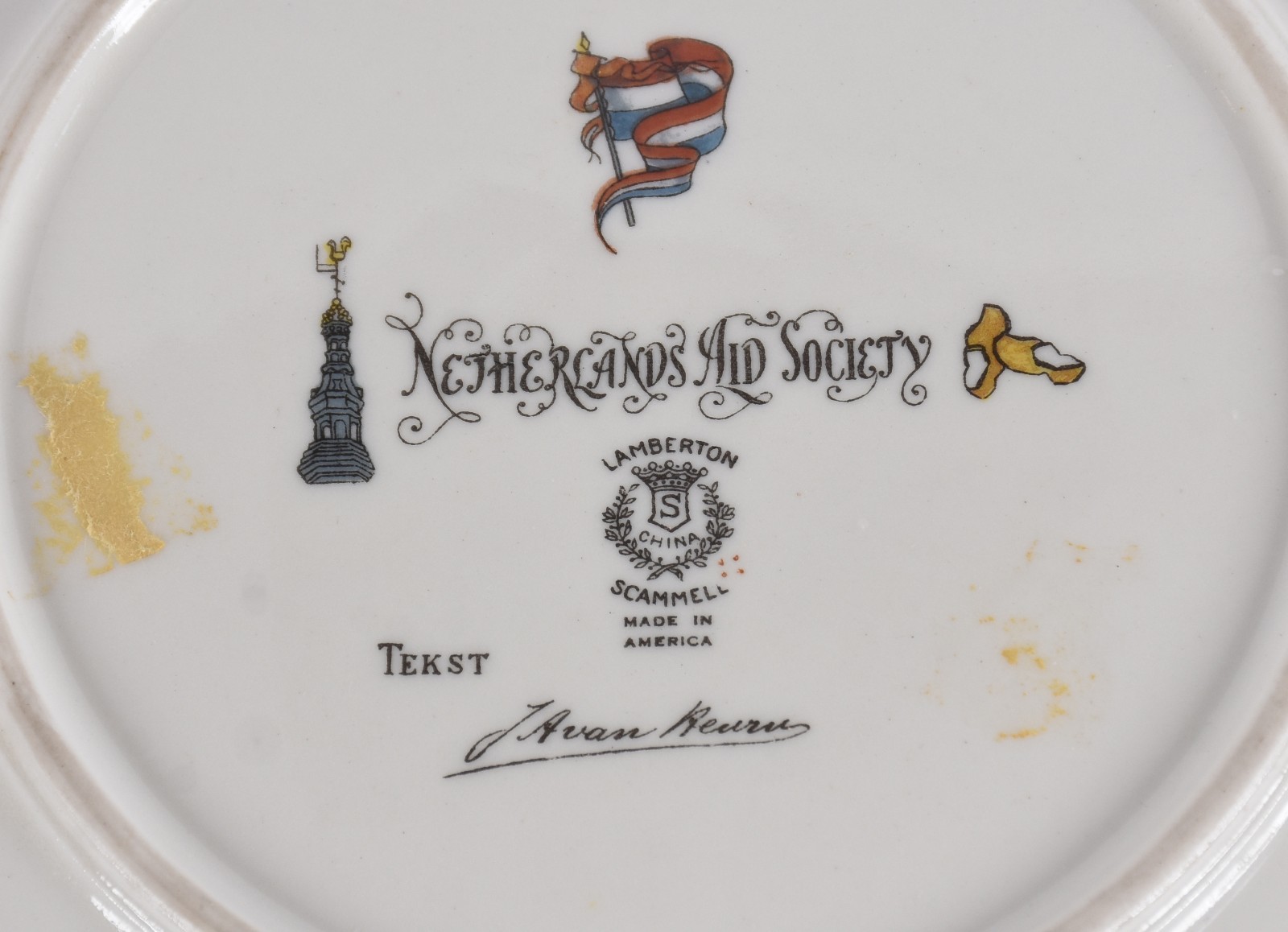 Prato americano de porcelana com história da Holanda. - foto 5 de 6