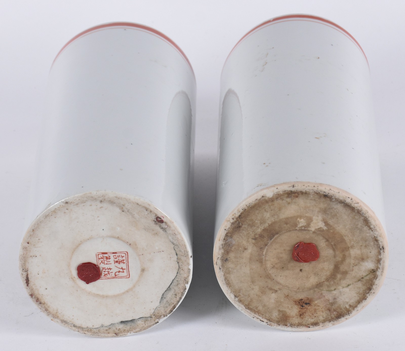 Par de antigos vasos de porcelana chinesa, feitio cilíndrico... - foto 4 de 6