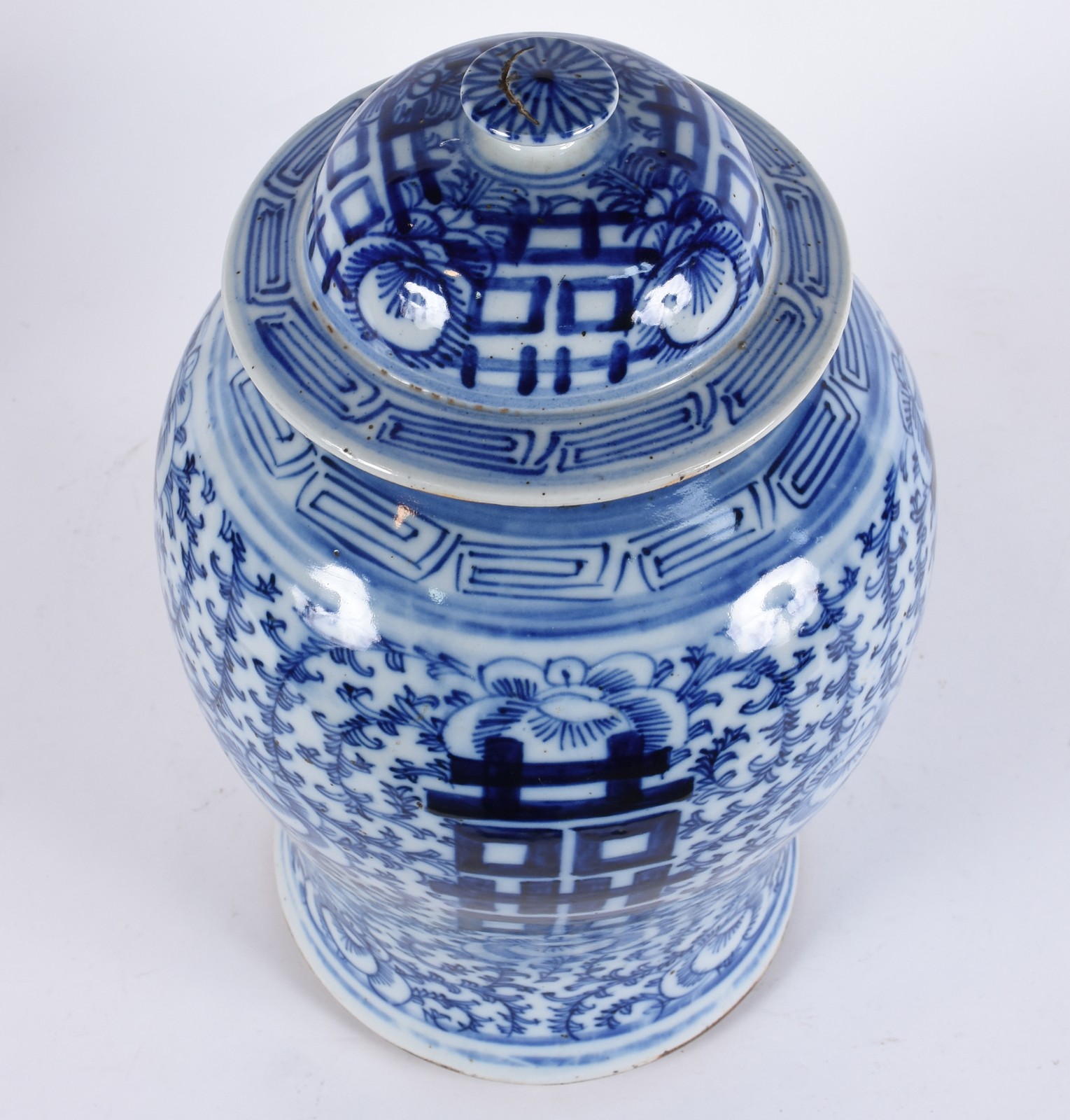 Potiche antigo de porcelana chinesa azul e branca, decorado com... - foto 4 de 7
