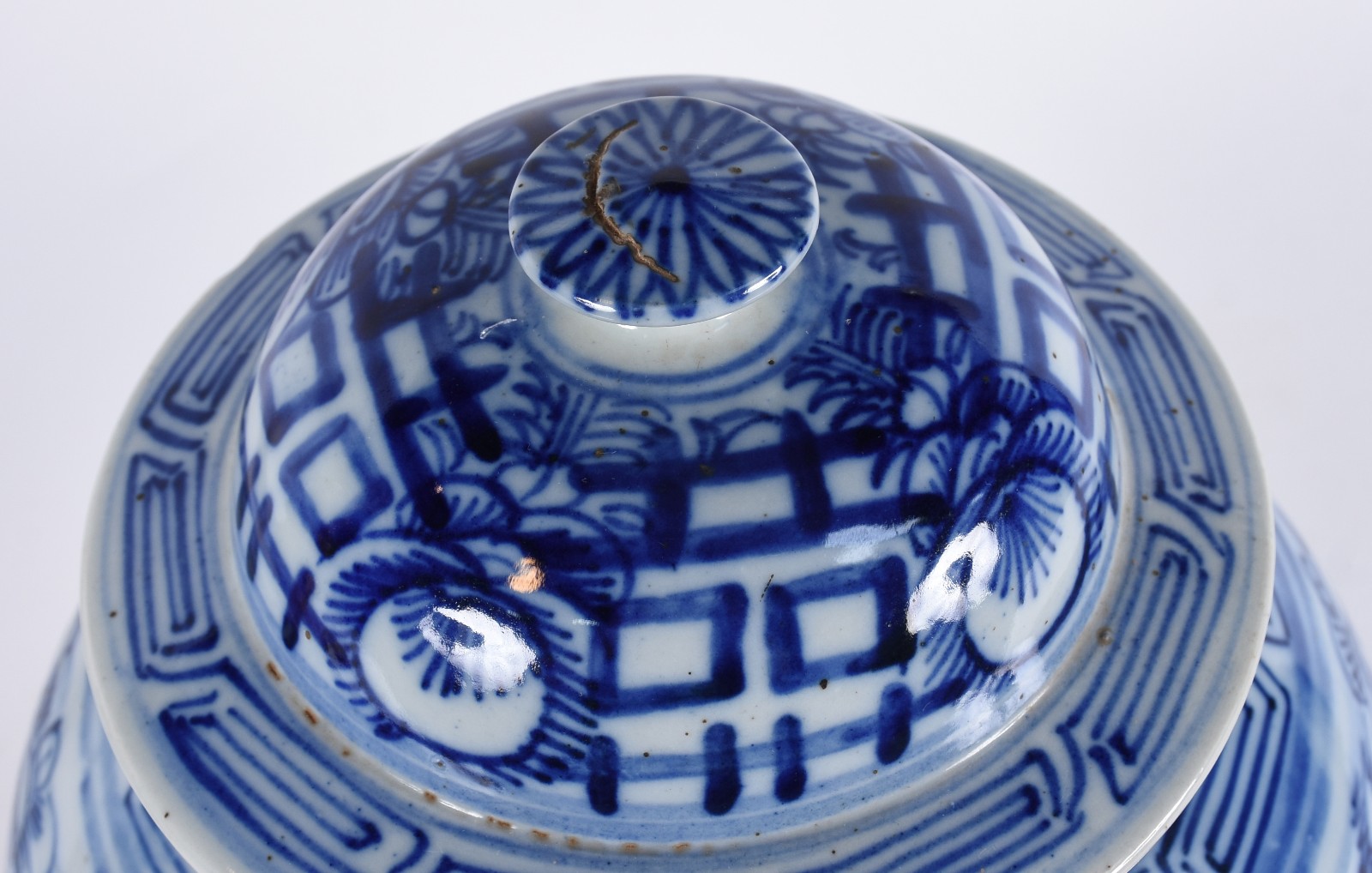 Potiche antigo de porcelana chinesa azul e branca, decorado com... - foto 5 de 7