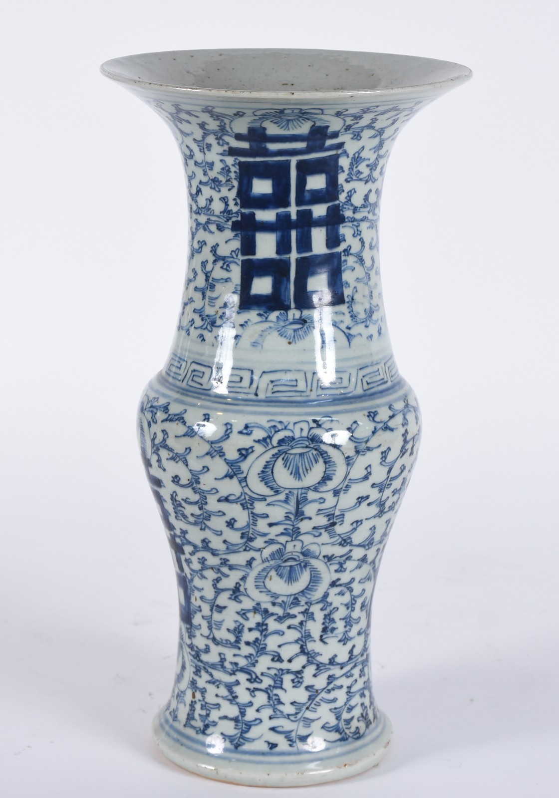 Vaso feitio balaústre de porcelana chinesa em azul e branco decorada... - foto 1 de 6