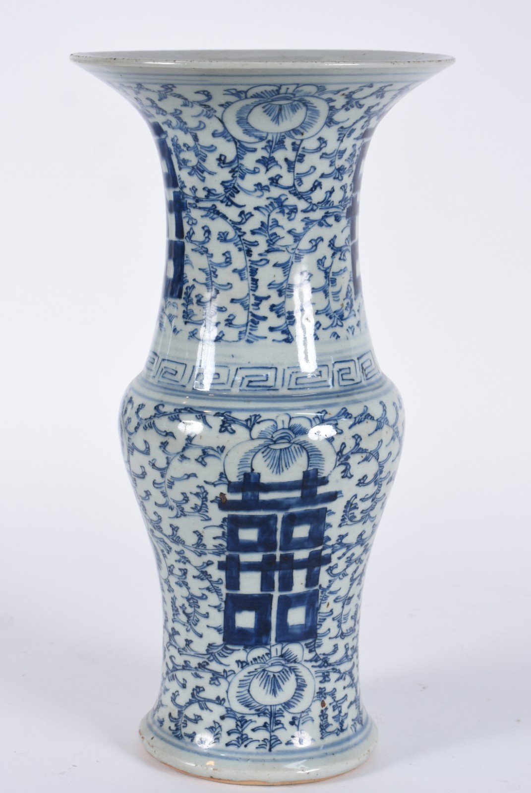 Vaso feitio balaústre de porcelana chinesa em azul e branco decorada... - foto 3 de 6