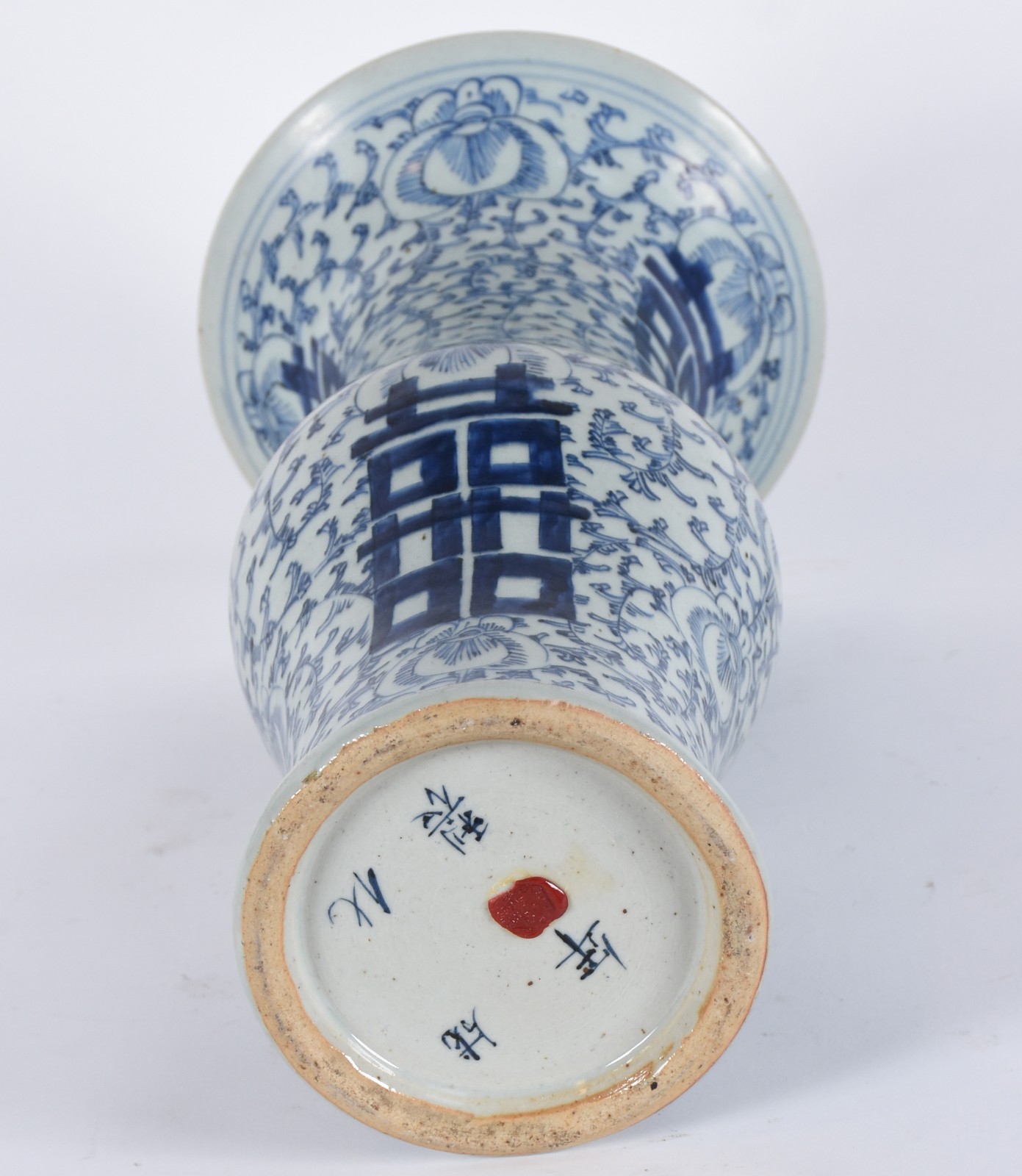 Vaso feitio balaústre de porcelana chinesa em azul e branco decorada... - foto 4 de 6