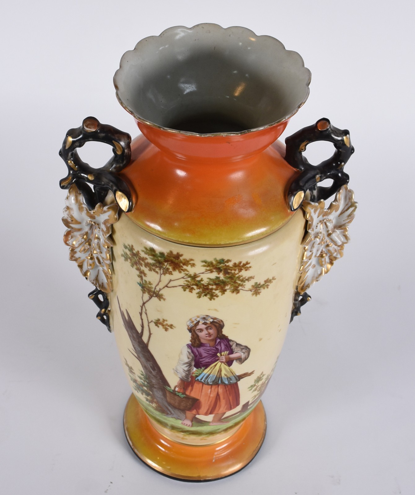 Vaso de porcelana francesa Velho Paris, fundo em tons de laranja... - foto 2 de 8
