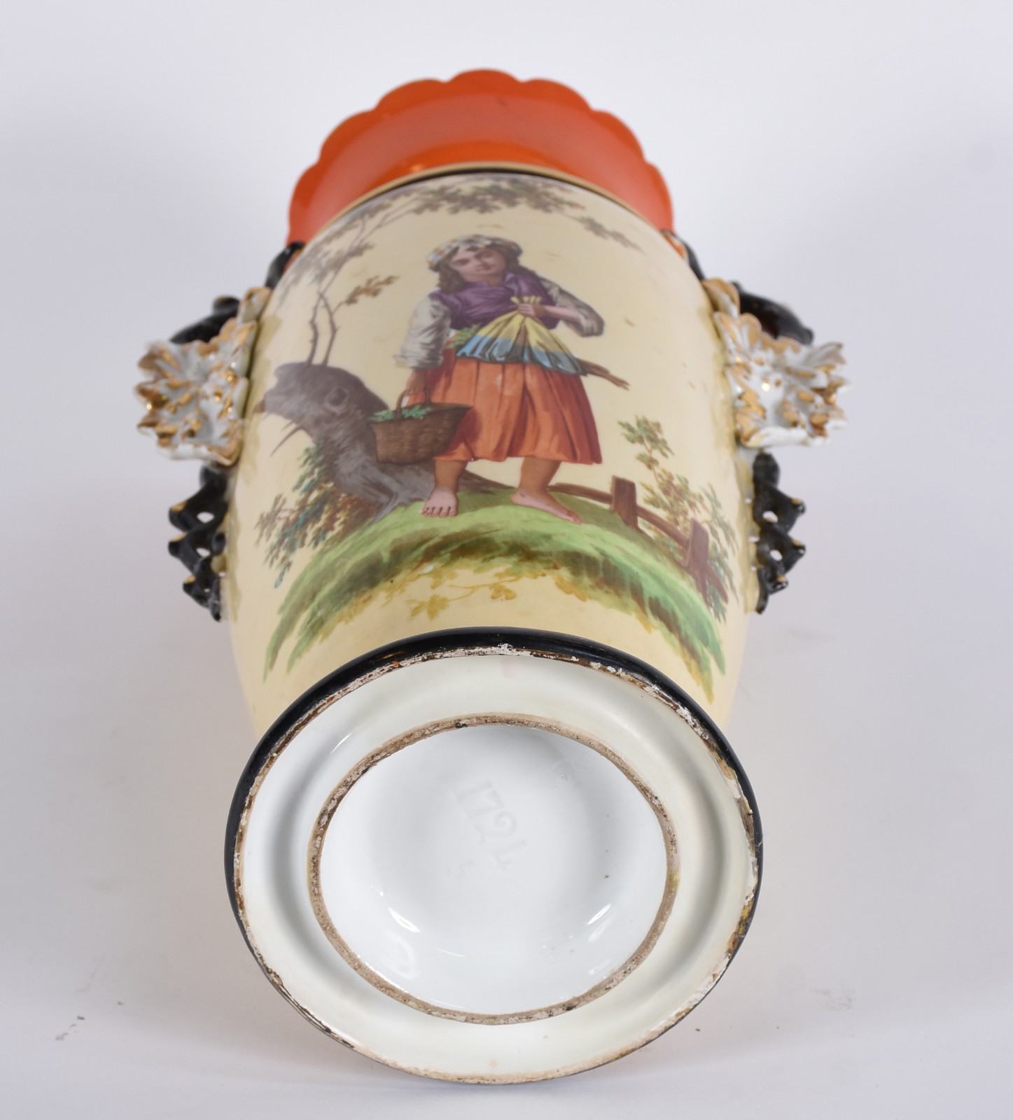 Vaso de porcelana francesa Velho Paris, fundo em tons de laranja... - foto 5 de 8