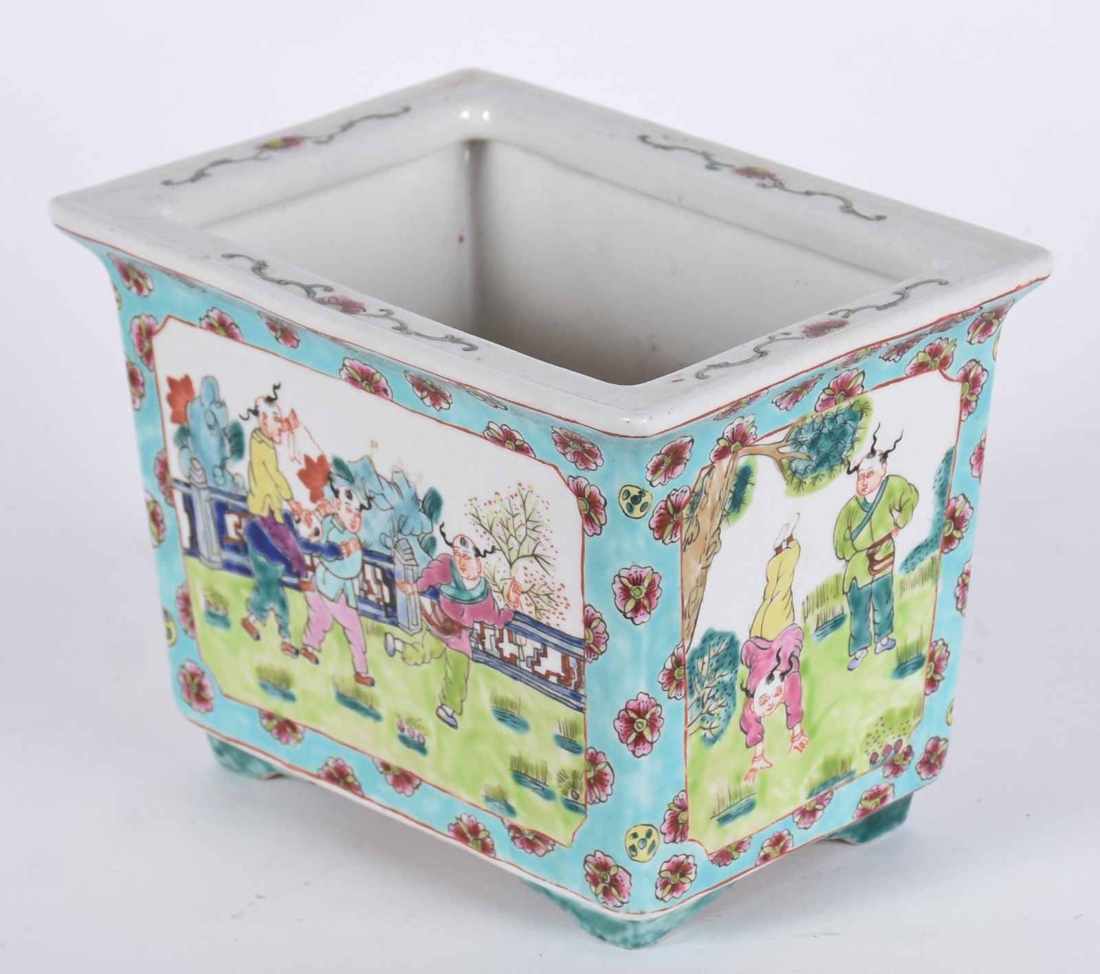 Cachepot antigo de porcelana chinesa decorado com figuras de crianças... - foto 3 de 5