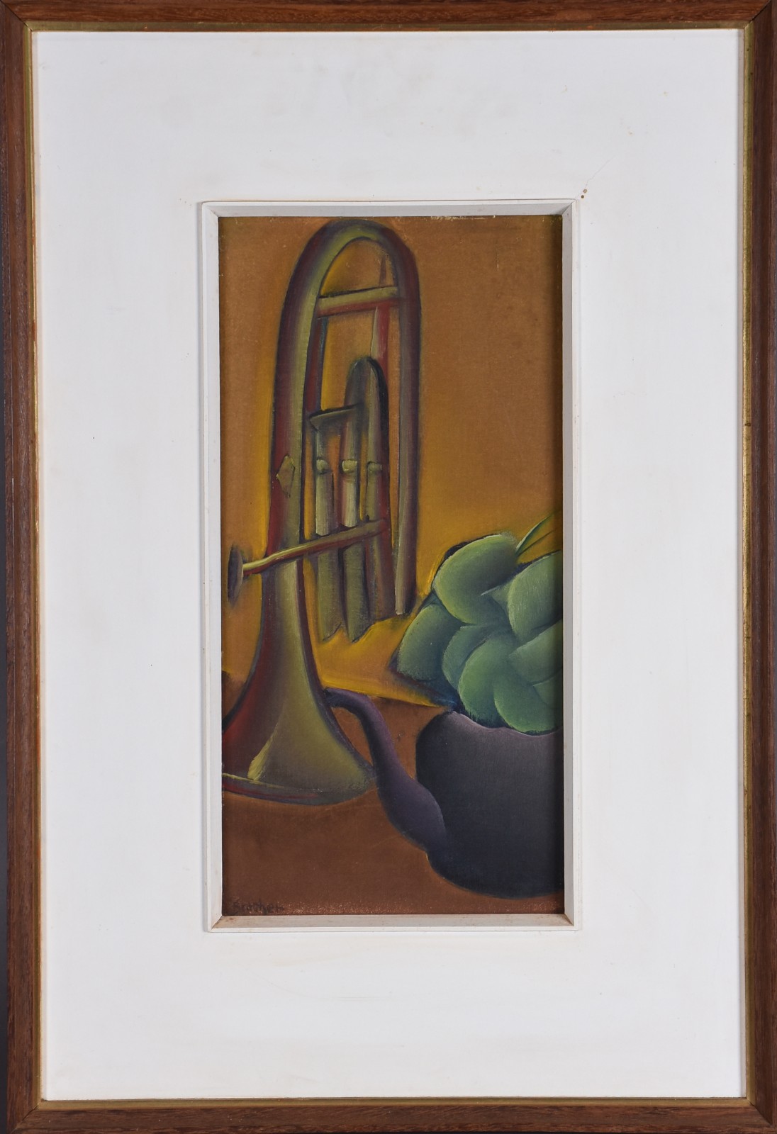 Carlos Bracher (1940), Corneta e chaleira com flores - foto 2 de 6