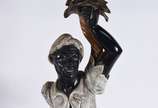 Antiga escultura de madeira entalhada e policro... - Antiga escultura de madeira entalhada e policromada representa "Blackamoor".