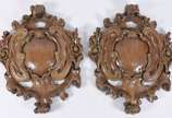 Par de importantes talhas barrocas do século XI... - Par de importantes talhas barrocas do século XIX, ricamente trabalhadas com concheados e florões.