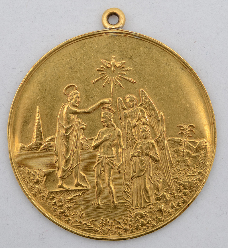 Medalha de ouro amarelo 18 k com imagem sacra representando... - foto 1 de 2