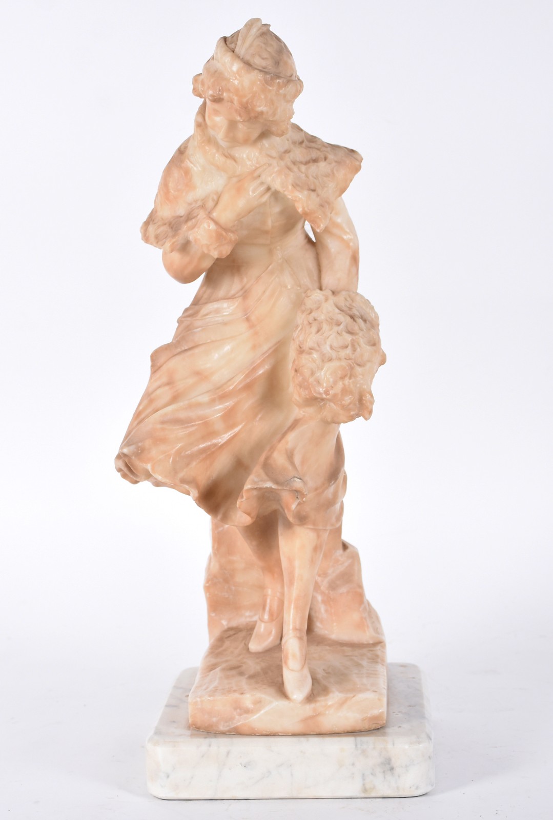 Escultura francesa de alabastro representando "Figura feminina com... - foto 1 de 5