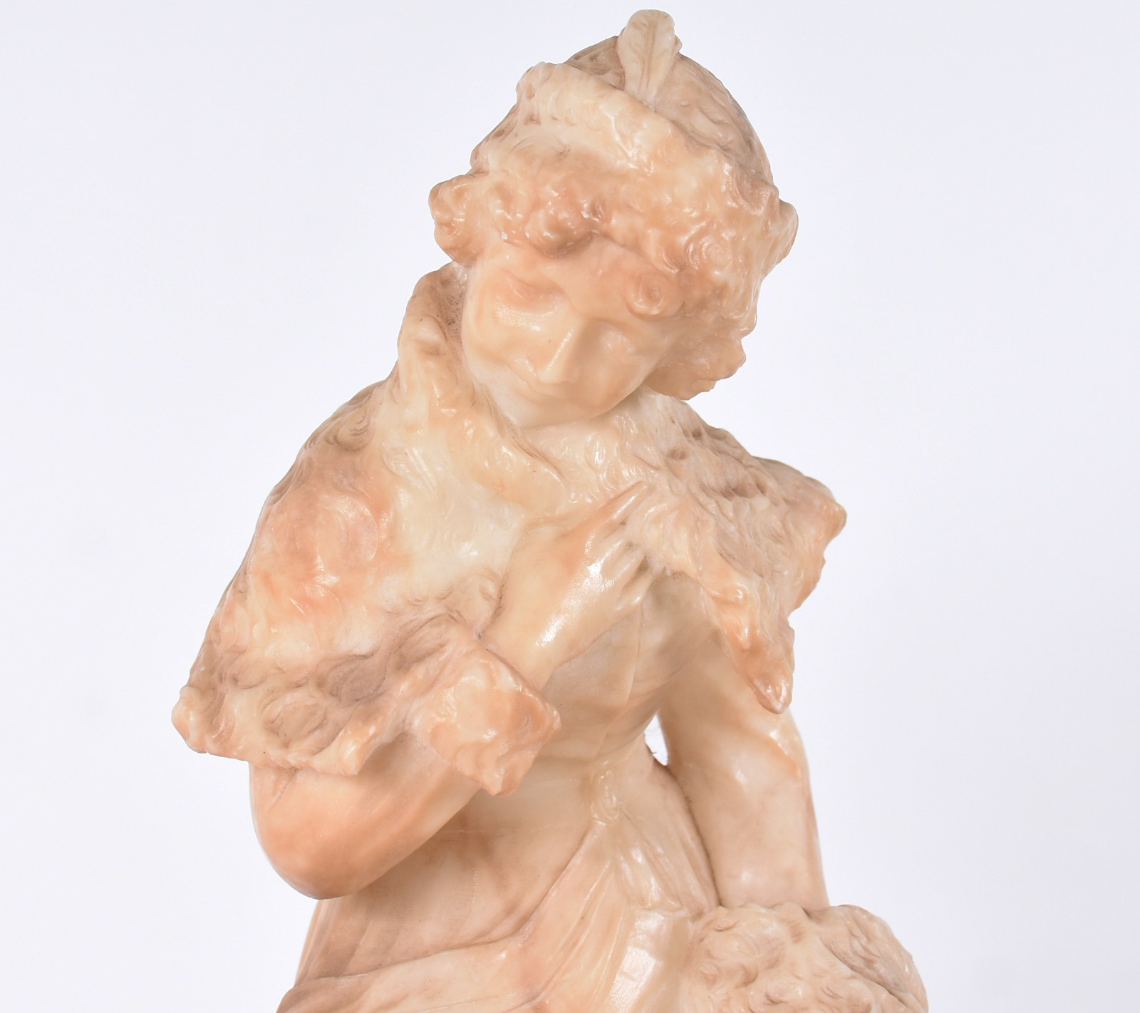 Escultura francesa de alabastro representando "Figura feminina com... - foto 2 de 5