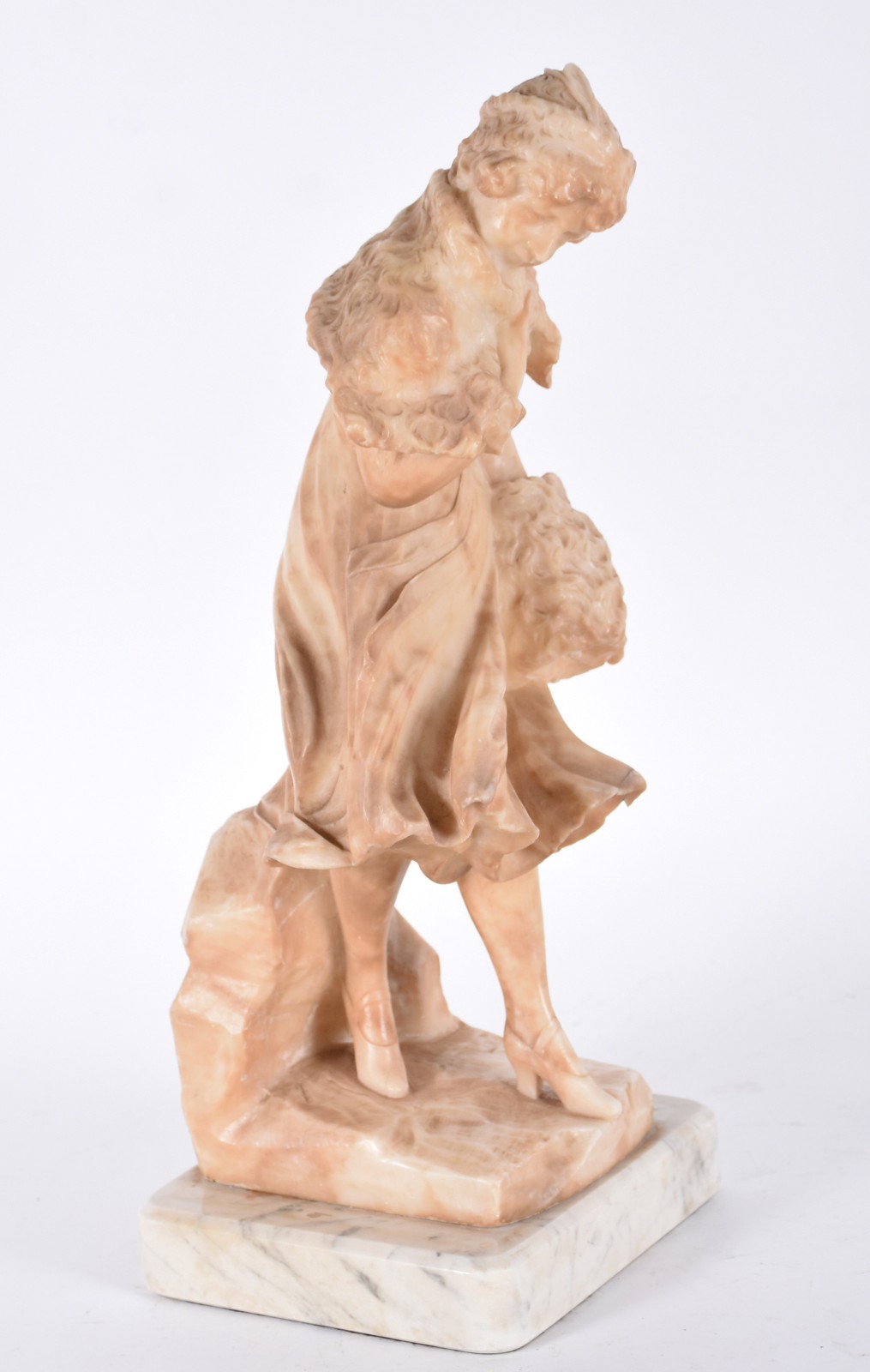 Escultura francesa de alabastro representando "Figura feminina com... - foto 4 de 5