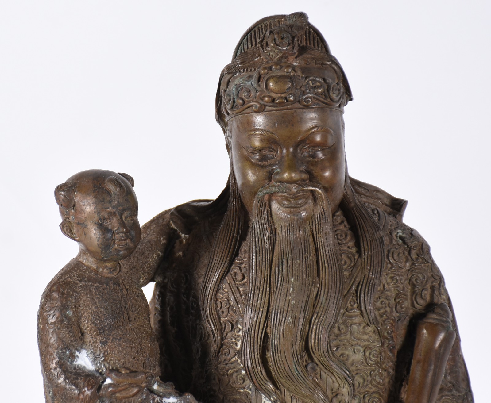 Par de antigos imperadores chineses sobre dragões em bronze ricamente... - foto 2 de 8