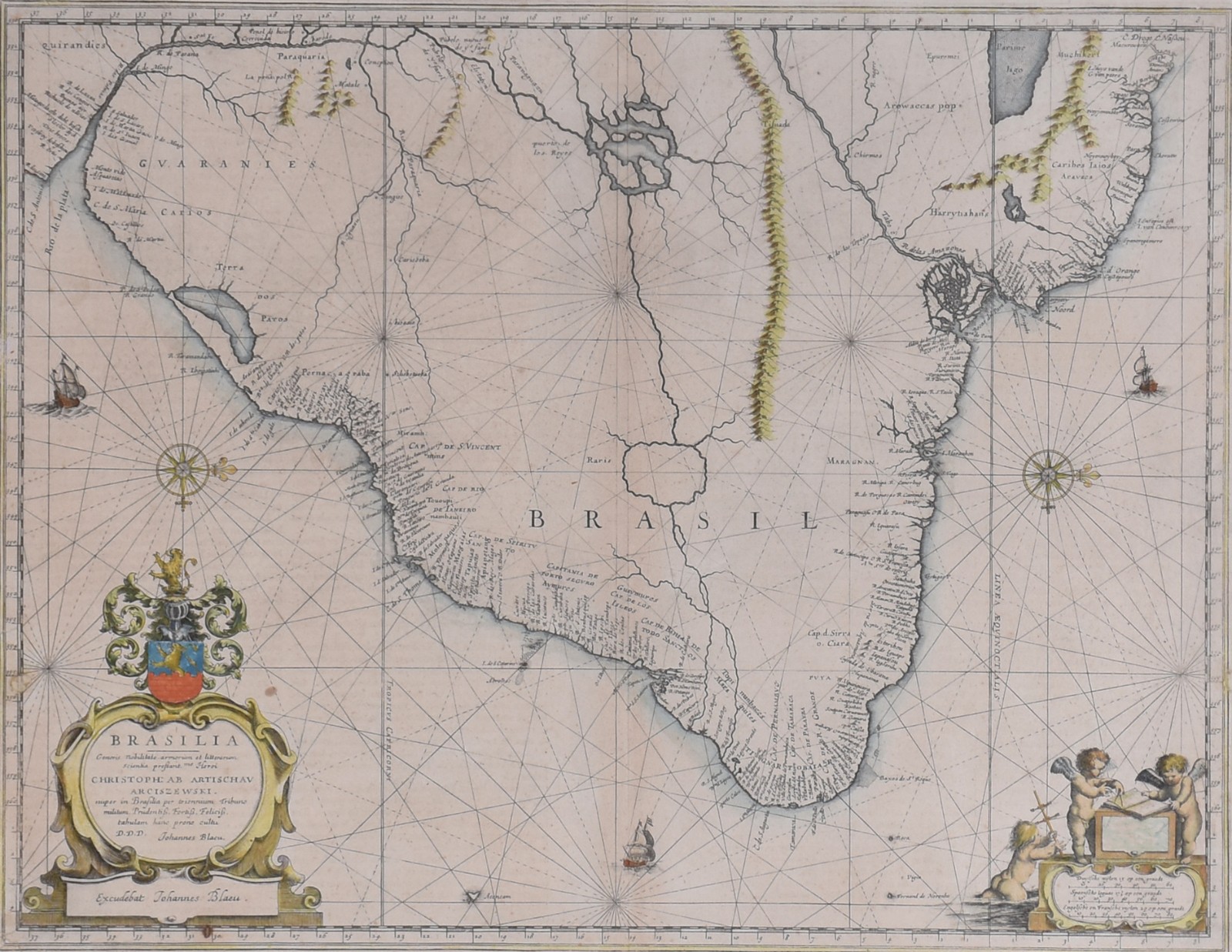 Mapa emoldurado, editado por volta de 1640. - foto 1 de 6