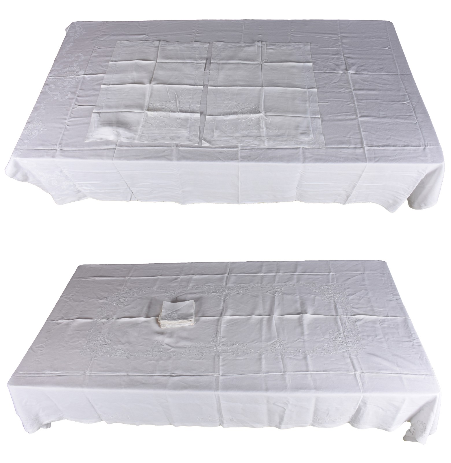 Toalha de mesa de linho com 12 guardanapos e lençol de linho com 2... - foto 1 de 7