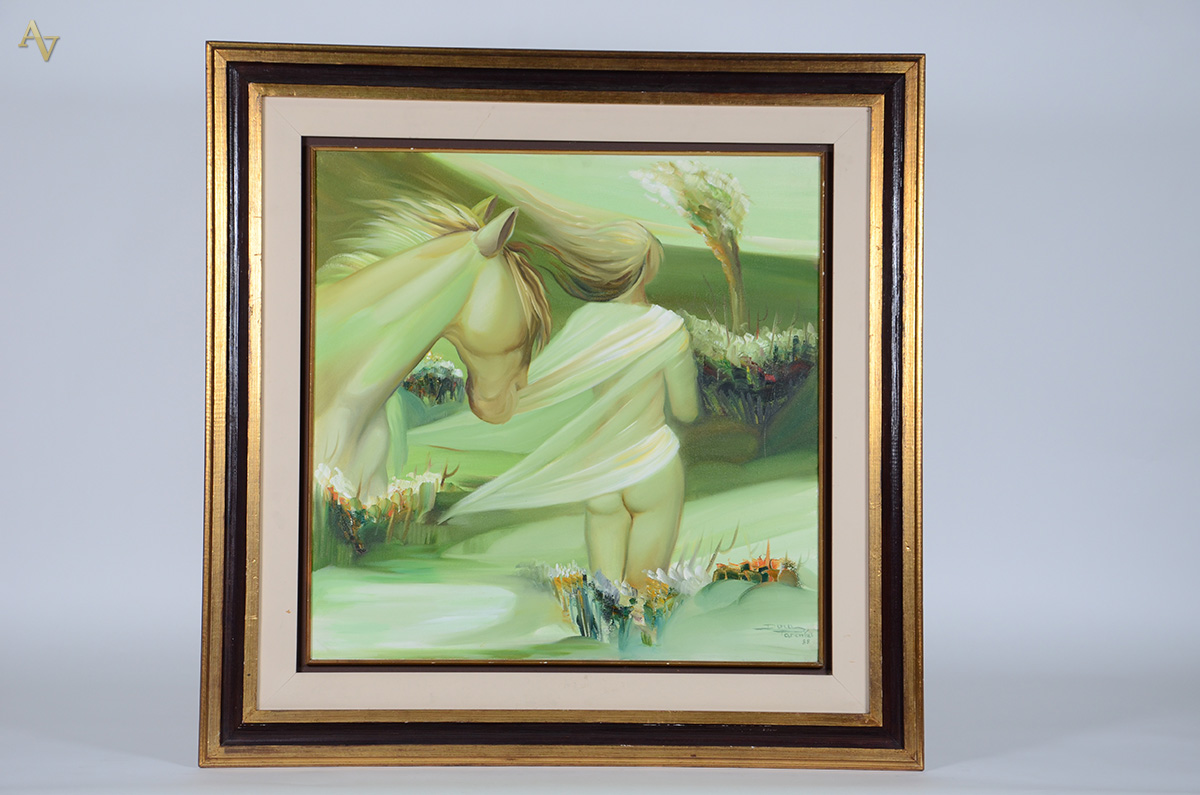 DORA PARENTES - Figura feminina e cavalo - ost - 75 x 75 - foto 1 de 4