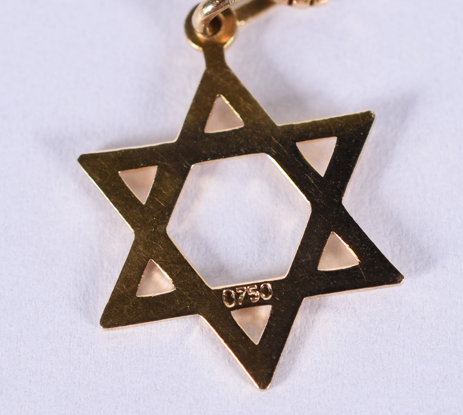 Colar de ouro 18k, contraste 750 com pingente "estrela de Davi"(Por... - foto 2 de 7
