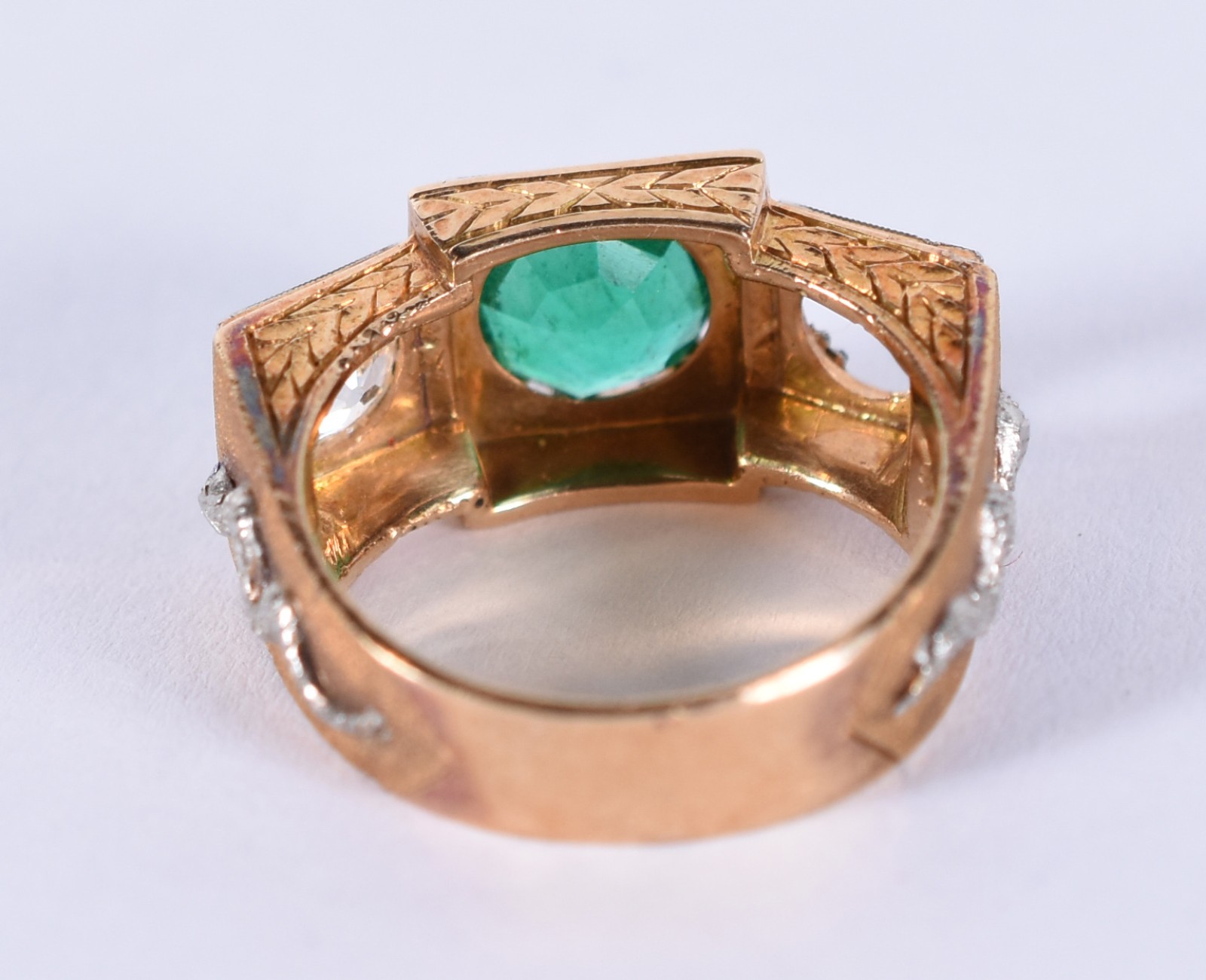 Anel de formatura de ouro 18 k com pedra verde e brilhante de 0,40... - foto 4 de 6