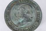 Placa em bronze com figura em relevo de D.Pedro... - Placa em bronze com figura em relevo de D.Pedro II Imperador do Brasil - 1840 - 1889.