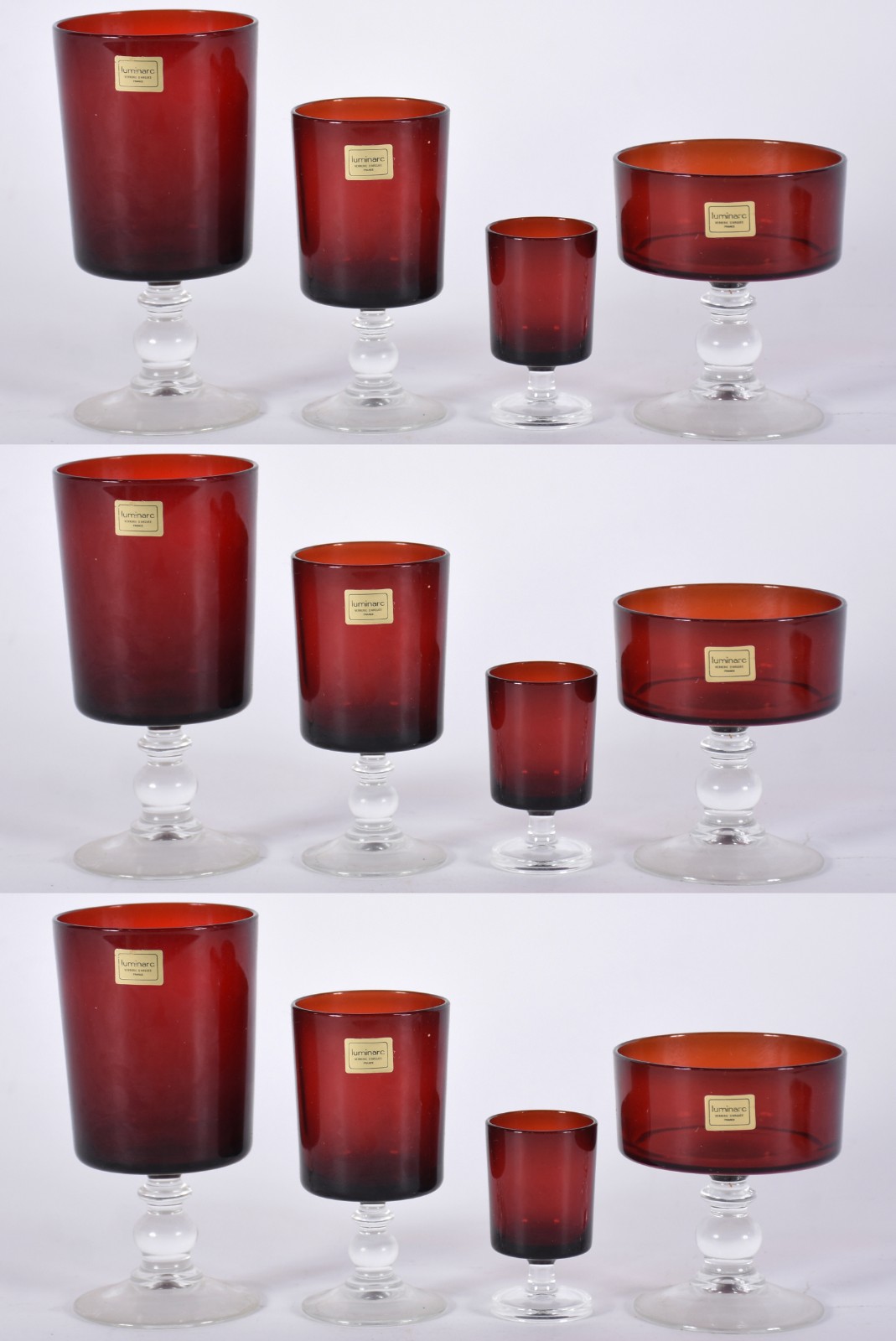 Serviço de copos "Arcoc" francês de vidro vermelho composto de: 12... - foto 7 de 7