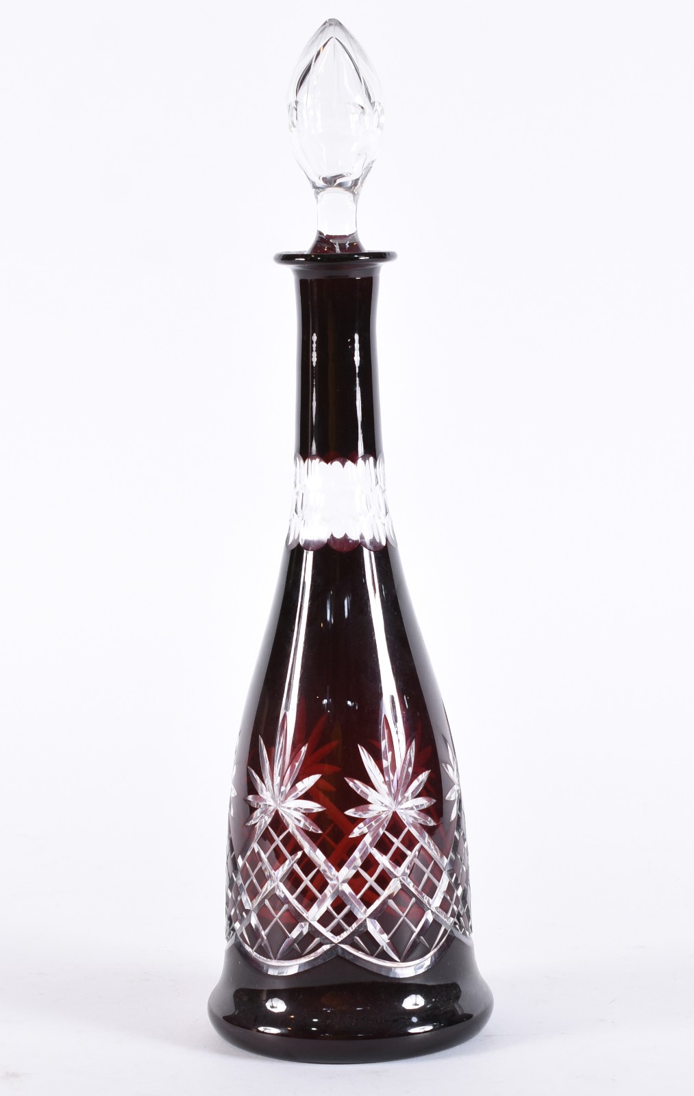 Garrafa de cristal doublé rubi lapidado (tampa rachada). - foto 1 de 5