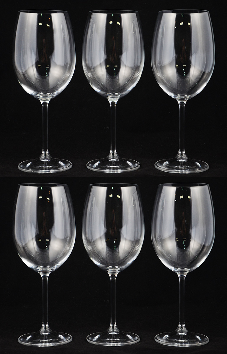 Seis cálices de cristal da Bohemia para vinho Bordeaux, 580 ml.