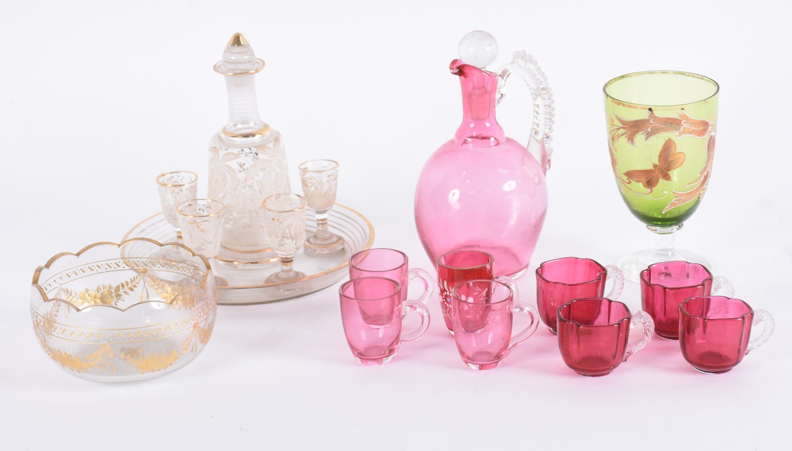 Conjunto de licoreira rosa com 8 canequinhas em diversos modelos... - foto 1 de 7