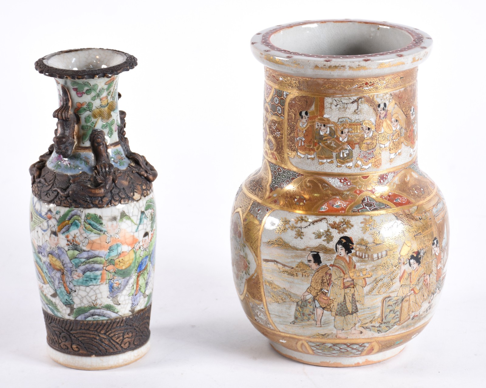 Dois vasos de faiança japonesa de Satzuma, modelos diversos, sendo um... - foto 5 de 7