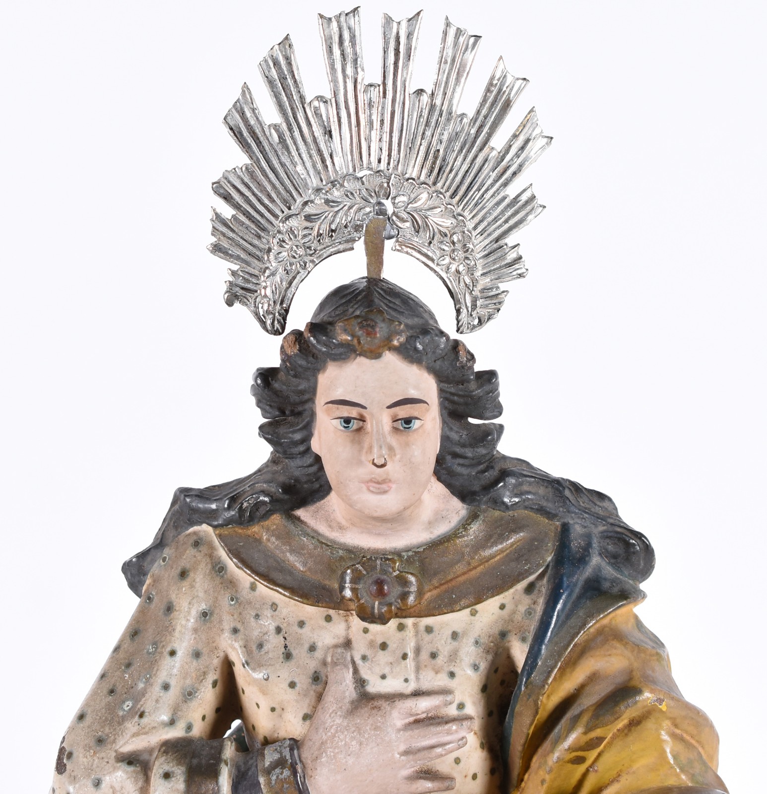 Nossa Senhora - Antiga Imagem de madeira policromada com resplendor... - foto 2 de 6