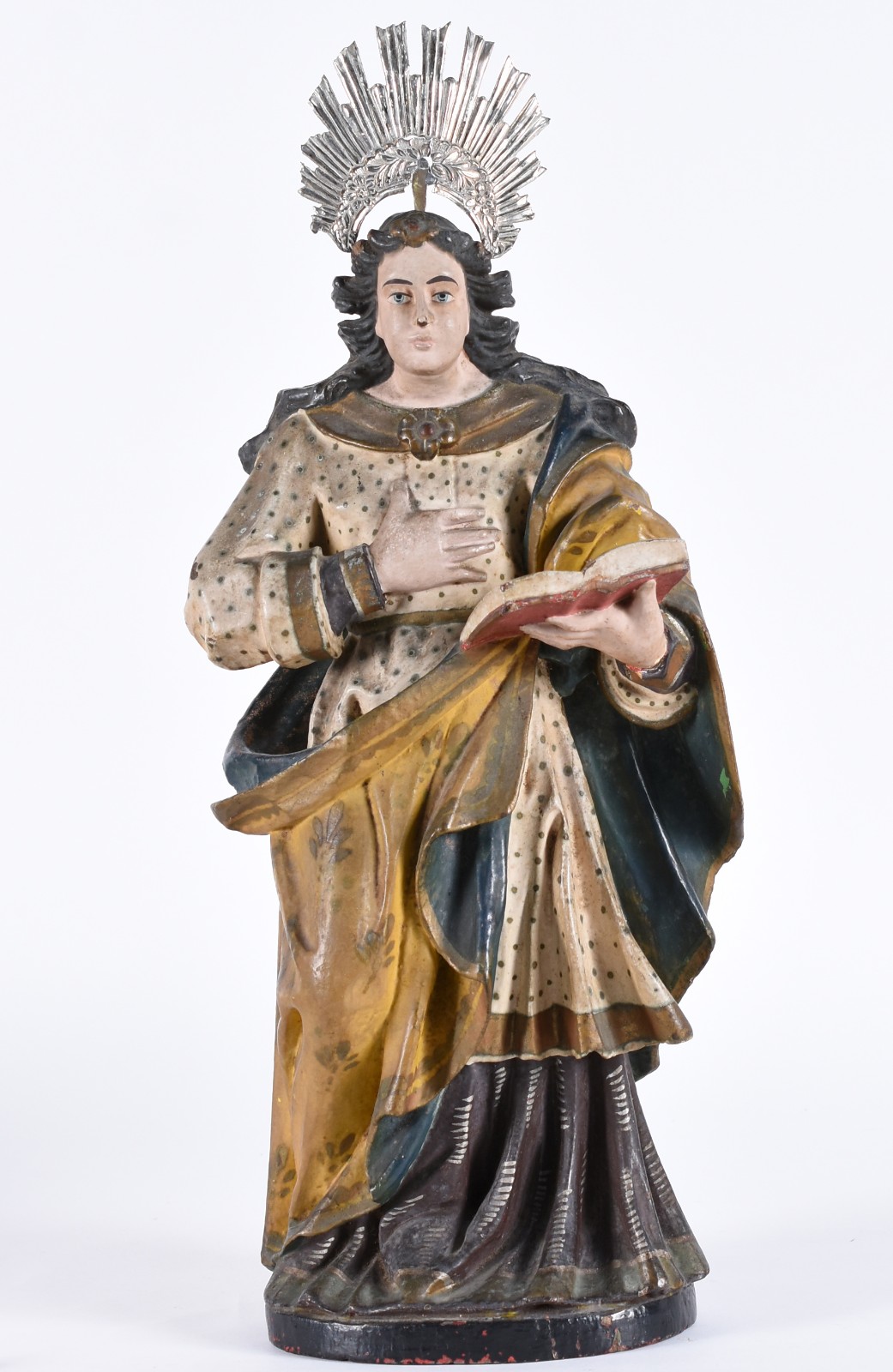 Nossa Senhora - Antiga Imagem de madeira policromada com resplendor... - foto 1 de 6