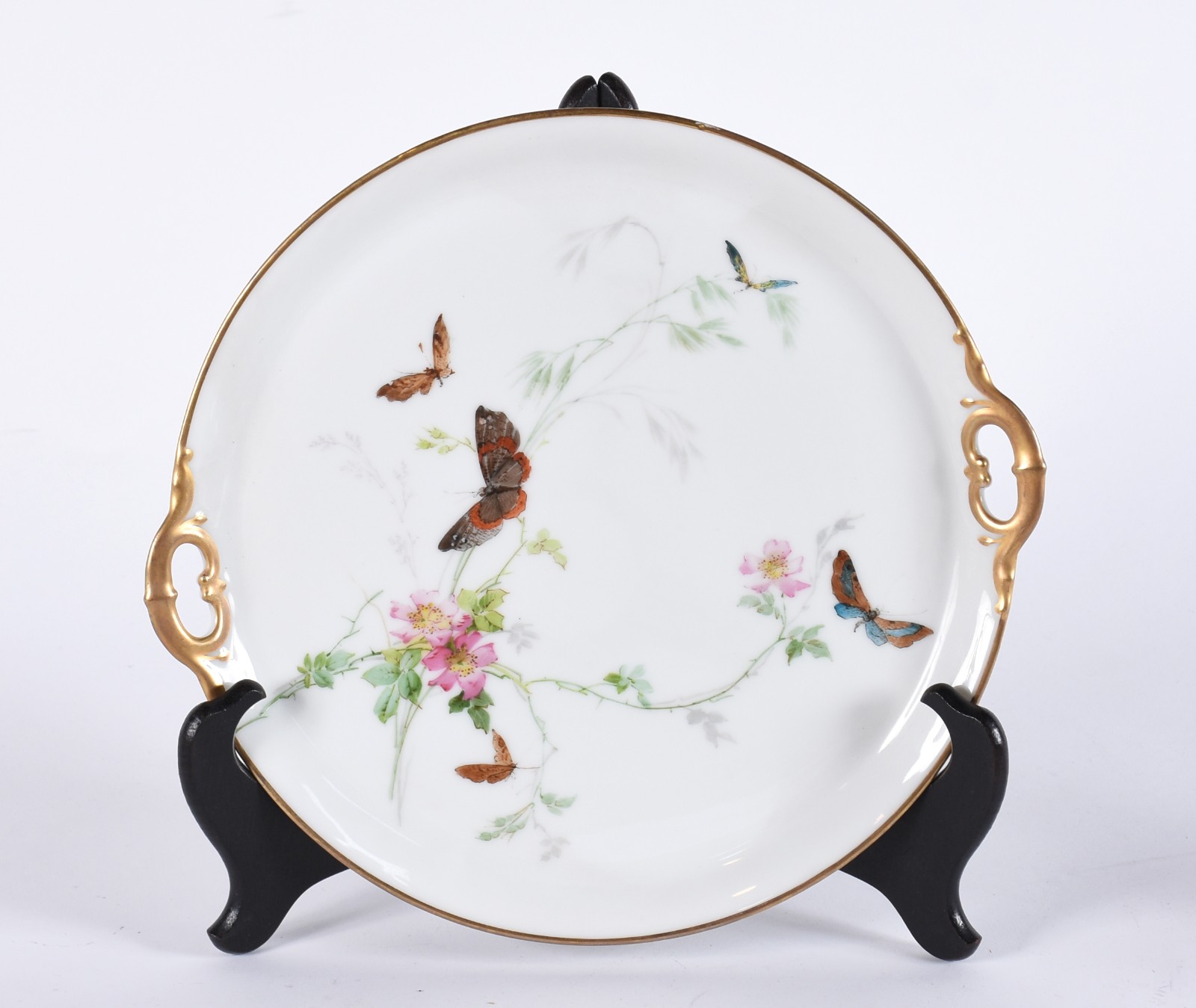 Tête-à-tête de porcelana francesa decorada com borboletas e flores em... - foto 4 de 7