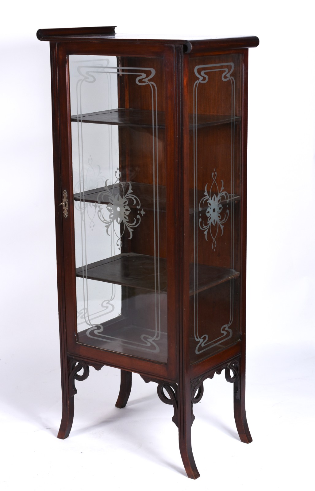 Vitrine de madeira nobre estilo oriental, porta e laterais de vidro... - foto 1 de 4