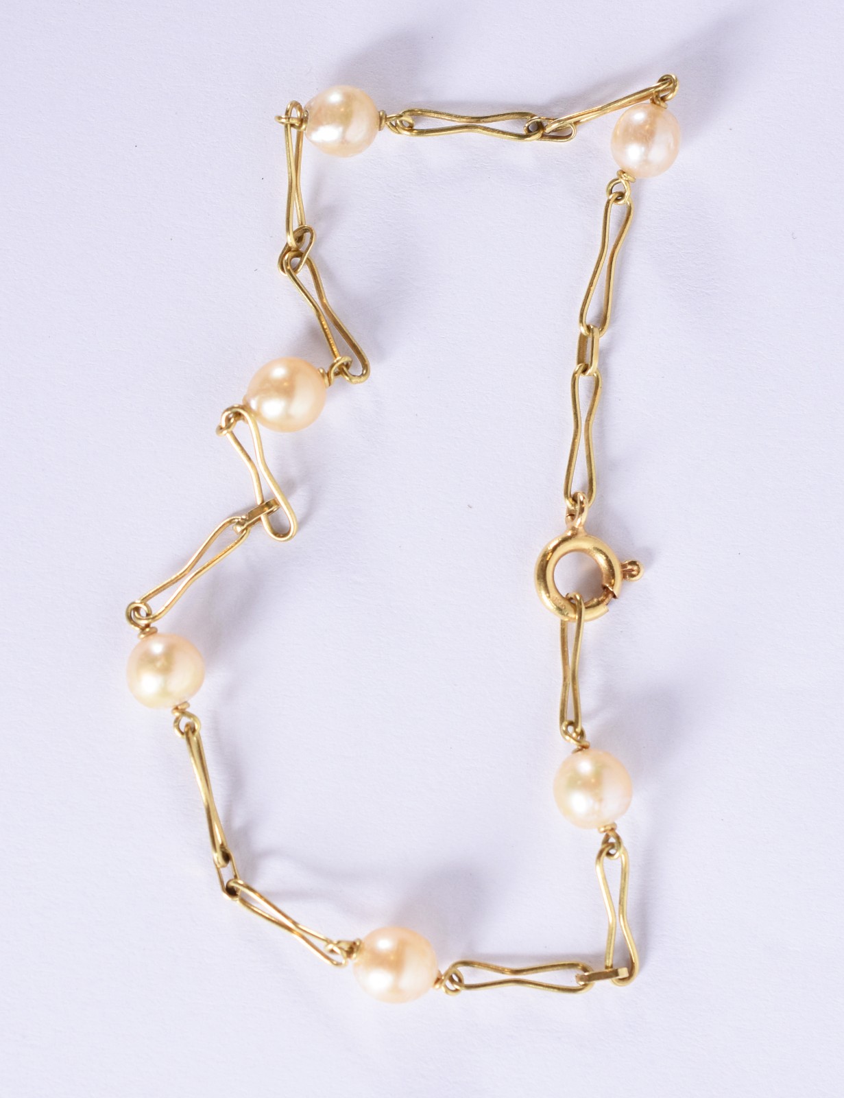 Conjunto de ouro 18k composto de pulseira com 6 perolas e par de... - foto 3 de 4