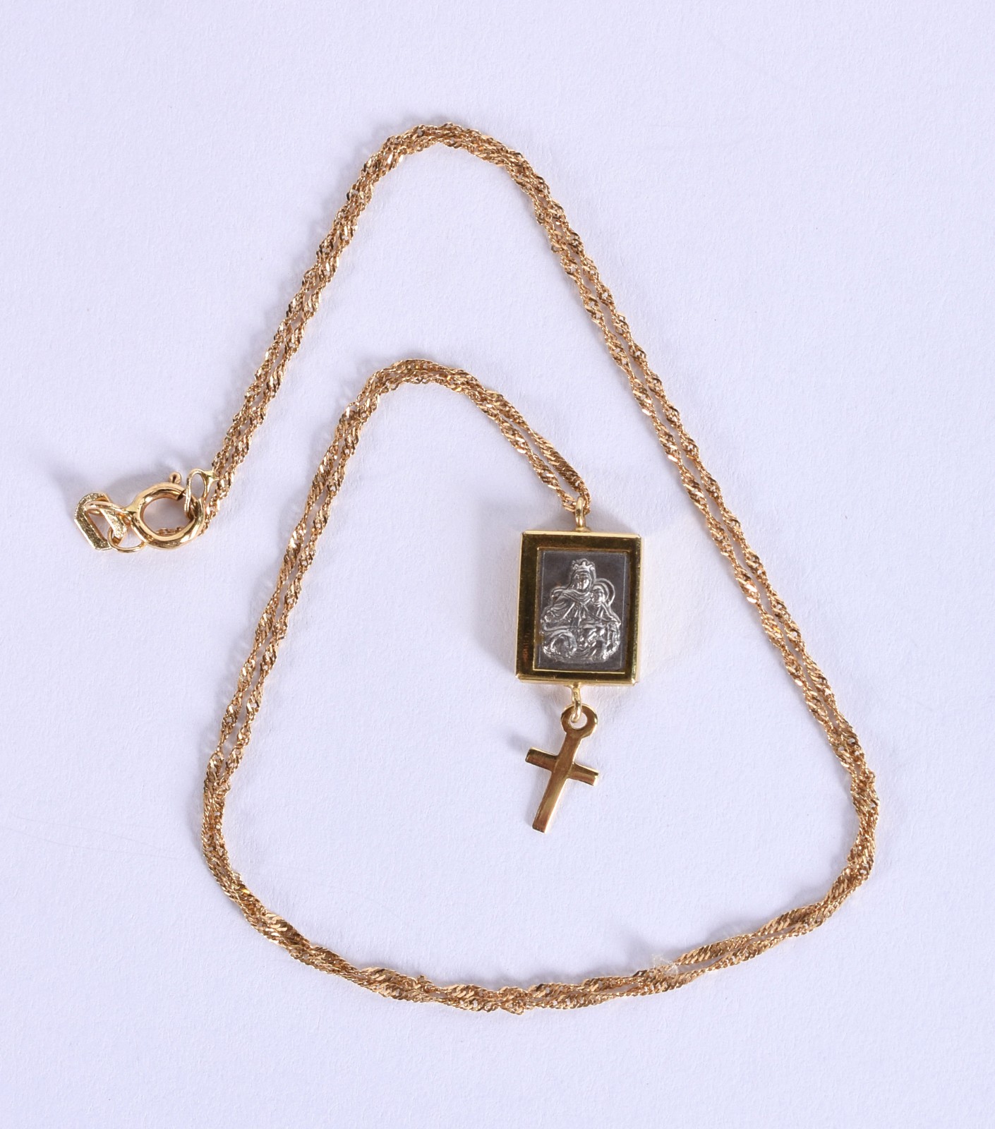 Cordão de ouro 18k contrastado 750 mls com placa de Nossa Senhora com... - foto 2 de 5