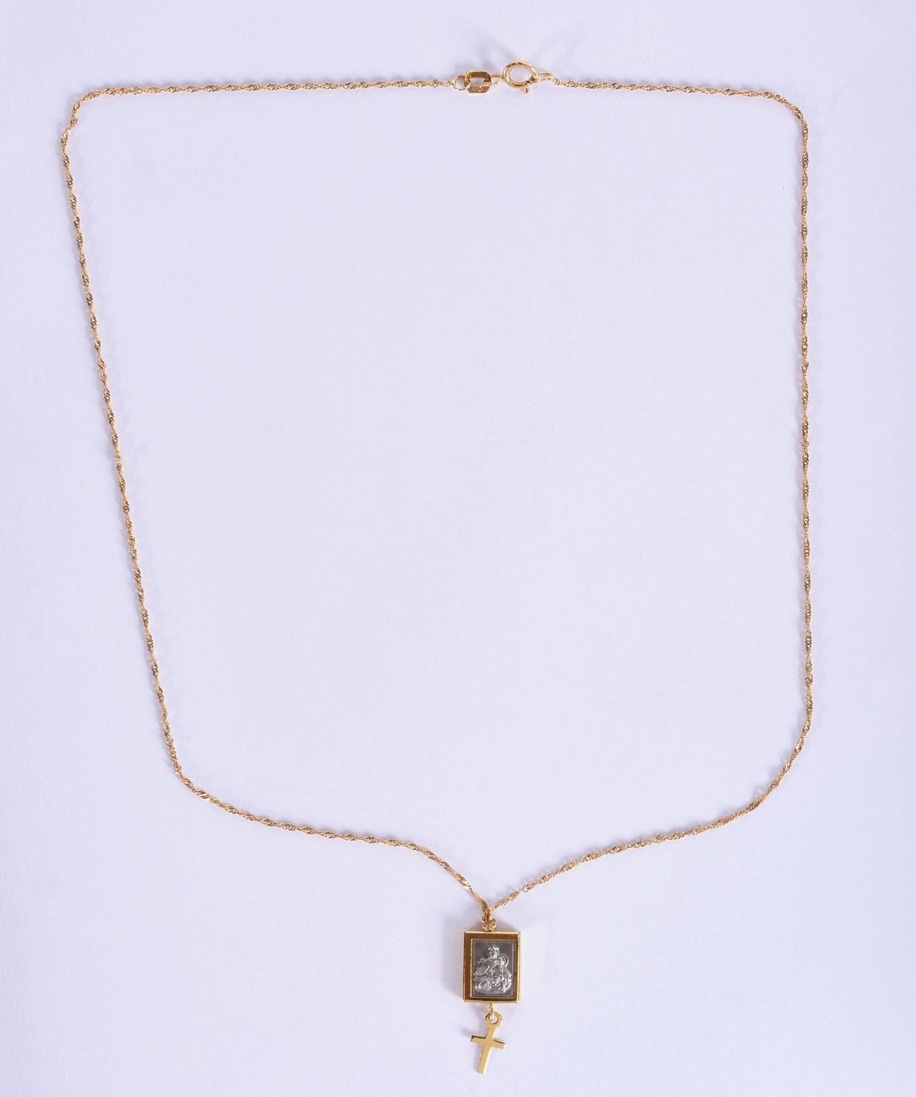 Cordão de ouro 18k contrastado 750 mls com placa de Nossa Senhora com... - foto 3 de 5