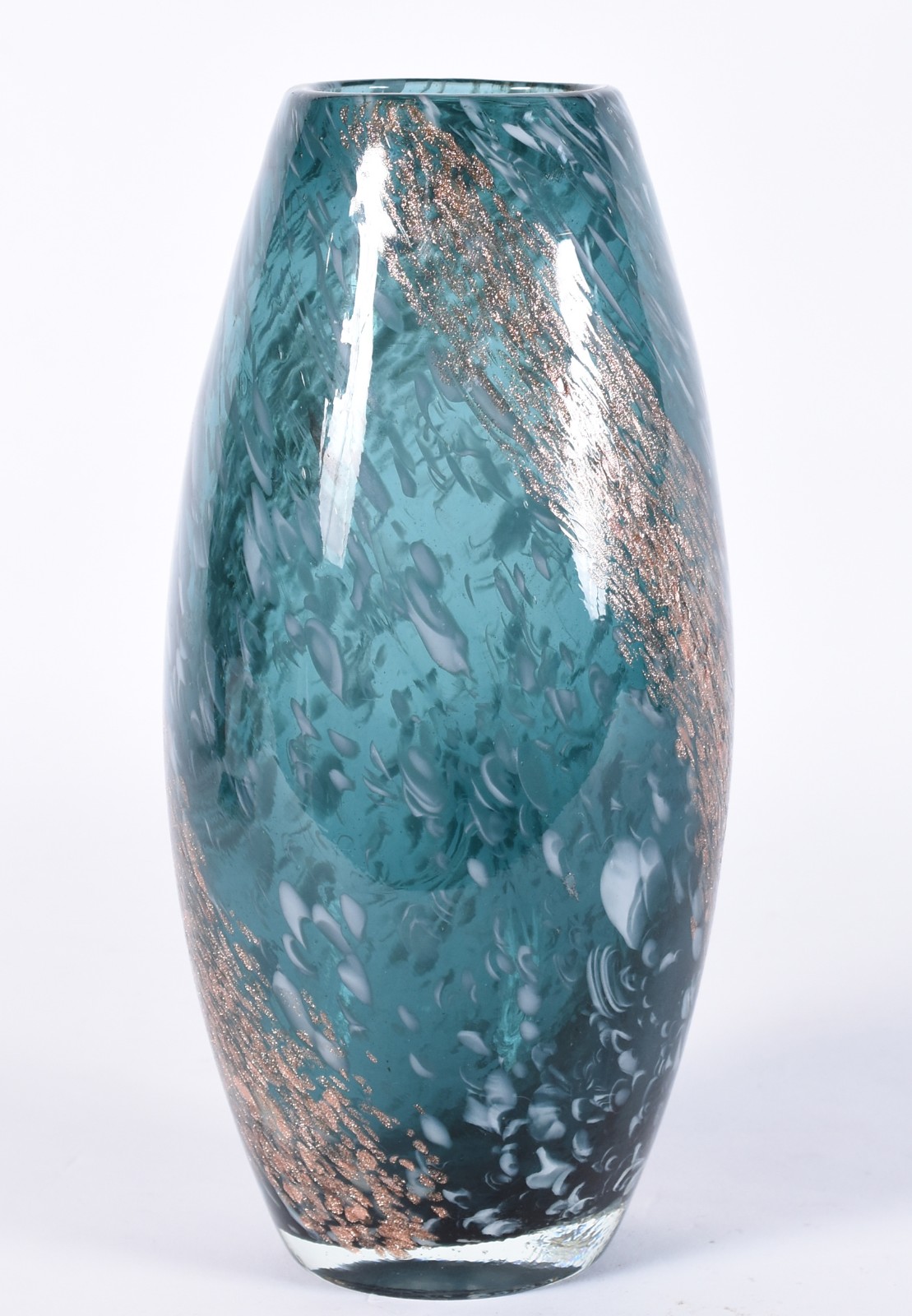 Vaso de vidro decorativo nos tons de azul e prata. - foto 1 de 3